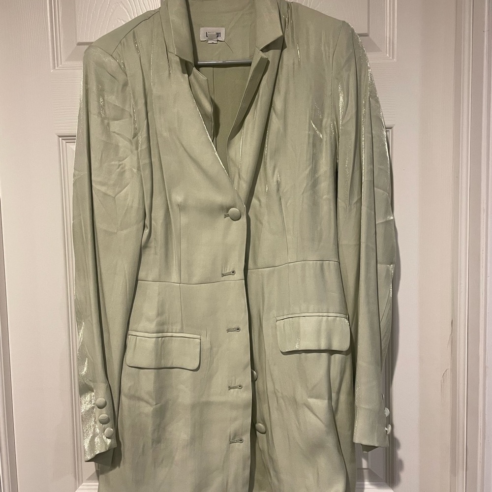 Light Sage Single-Breasted Women's Blazer Jacket
